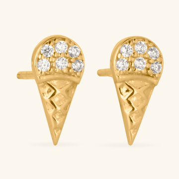14k gold Pave Gelato Studs, front view – Foundry Jewelry