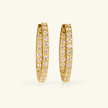 18k gold Pave Inside Out Hoops, front view – Foundry Jewelry