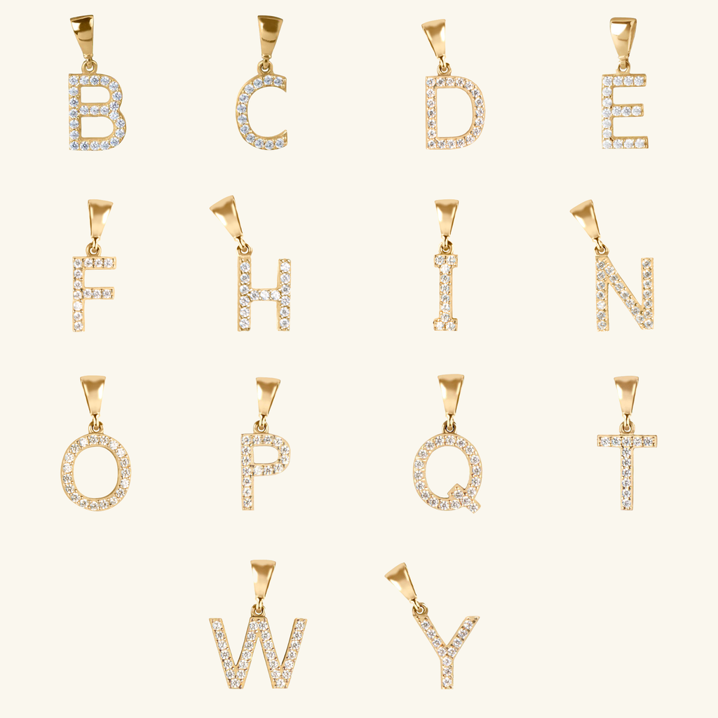 14k gold Pave Mini Letter Pendant – Foundry Jewelry
