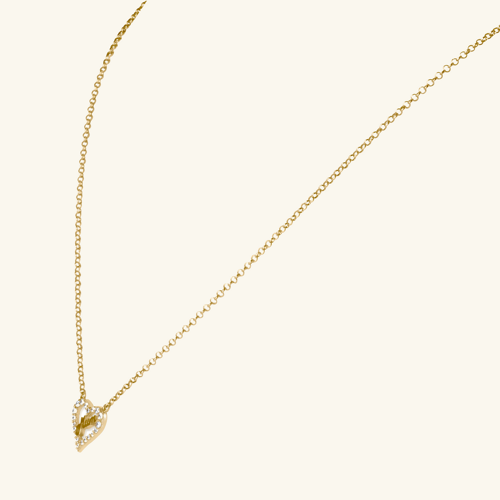 14k gold Pave Mum Necklace, front view – Foundry Jewelry