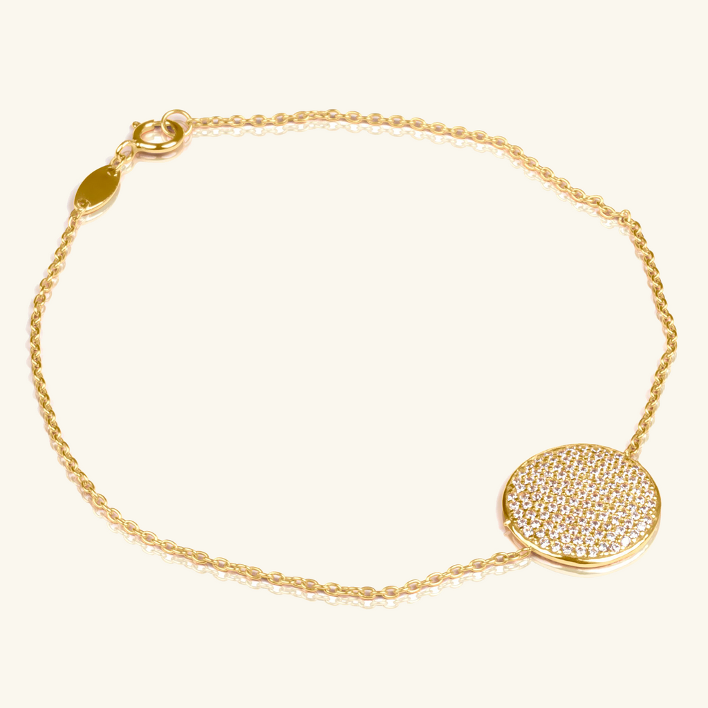 14k gold Pave Round Bracelet, front view – Foundry Jewelry
