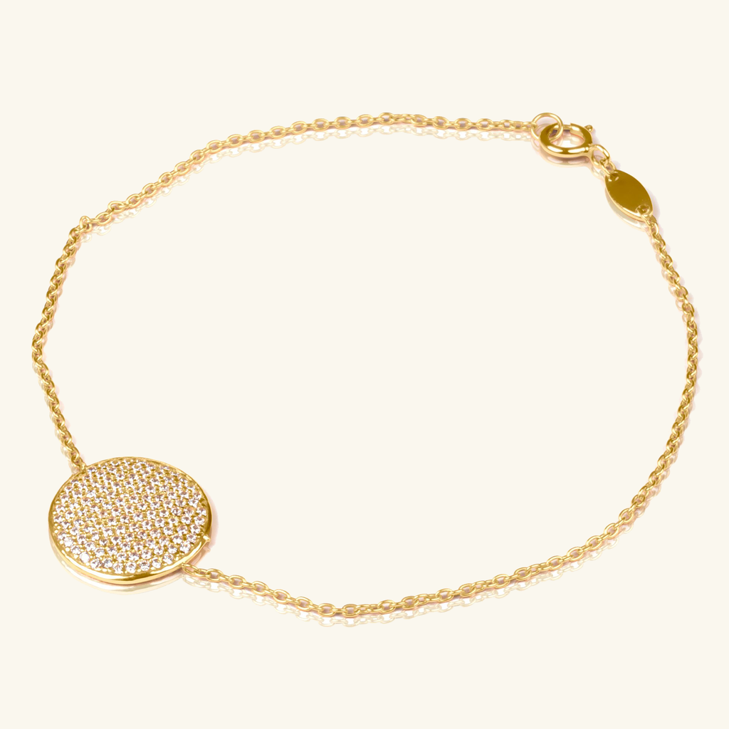 14k gold Pave Round Bracelet, front view – Foundry Jewelry
