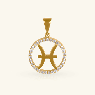 14k gold Pisces Pendant, front view – Foundry Jewelry