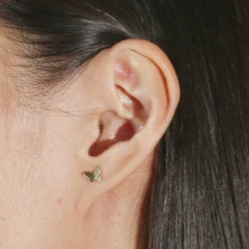 Butterfly Studs, Made in 14k solid gold.