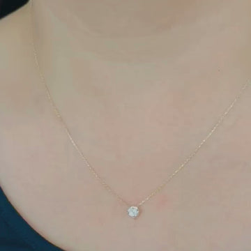 Round Necklace 14k gold stacked with Necklace on model neck, video – Foundry