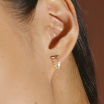 Bar Drop Chain Earrings, Made in 14k solid gold. 