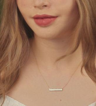 Bar Enamel Necklace Gold Vermeil  stacked on model neck, video – Foundry