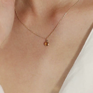 Birthstone Sphere Necklace Citrine, Made in 14k solid gold