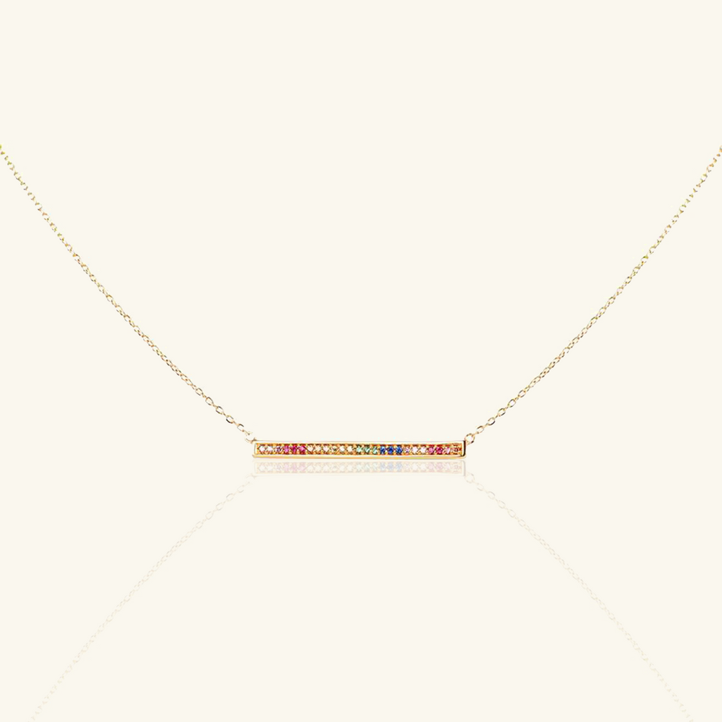 Gold Vermeil Rainbow Bar Necklace, front view – Foundry Jewelry