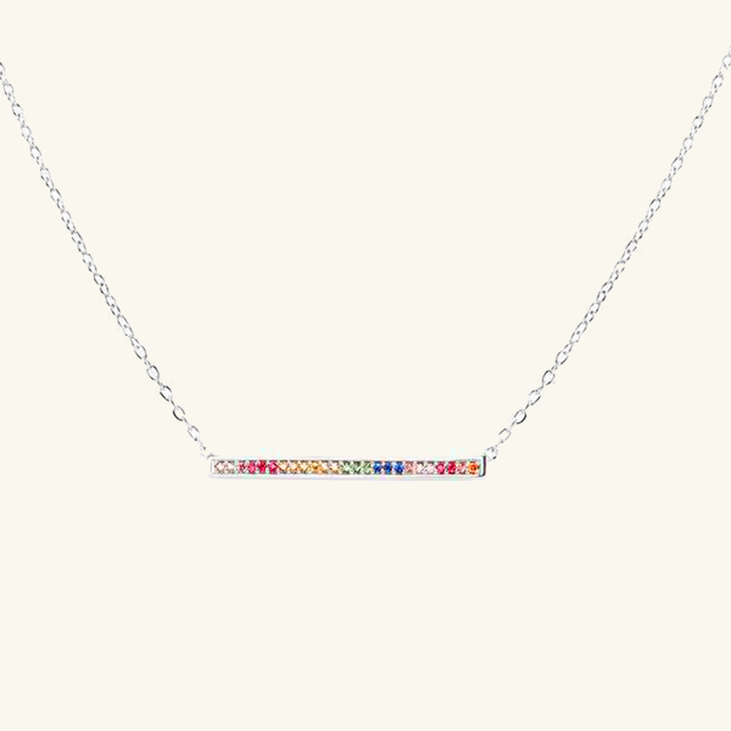 Sterling Silver Rainbow Bar  Necklace, front view – Foundry Jewelry