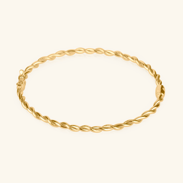 14k gold Rope Bangle front view – Foundry Jewelry