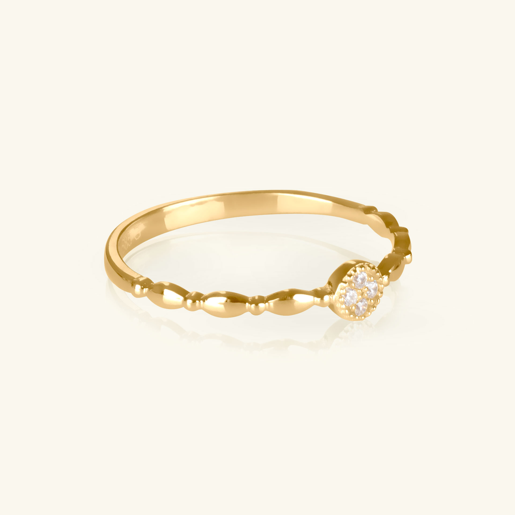 14k gold Round Sculpture Ring , front view – Foundry Jewelry