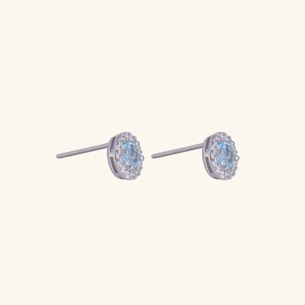 18k white gold Safiya Studs, side view – Foundry Jewelry
