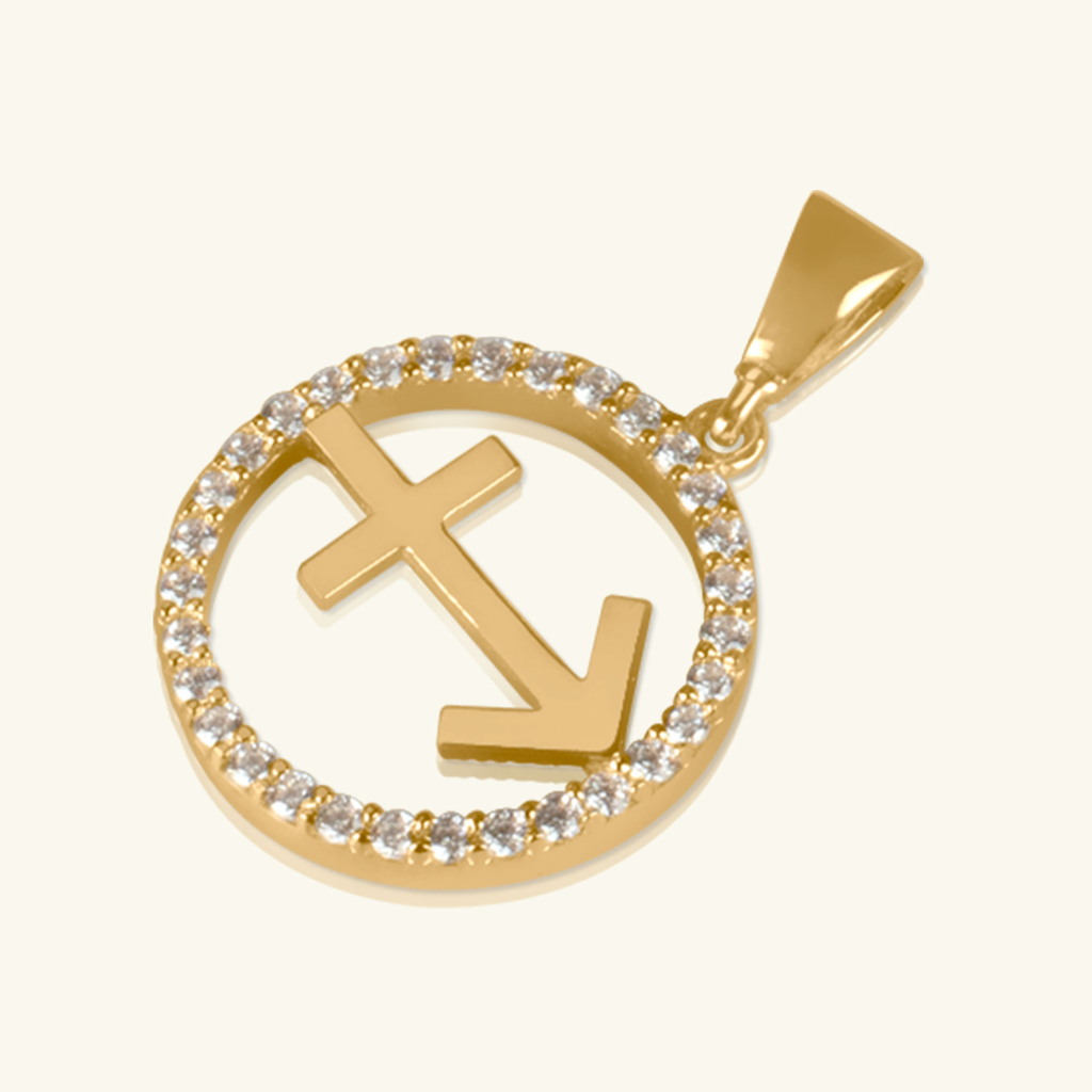 Close-up of Sagittarius Pendant 14k gold – Foundry