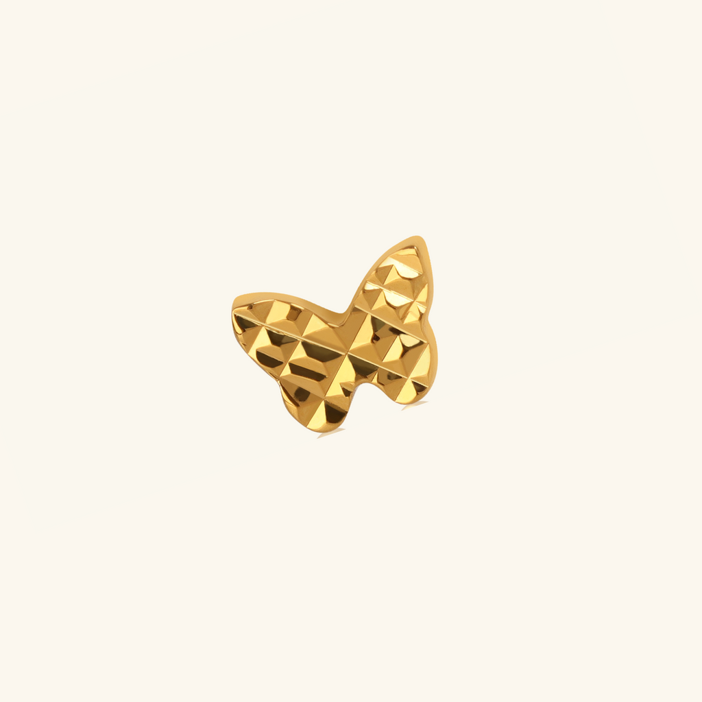 18k gold Single Butterfly Stud, front view – Foundry Jewelry