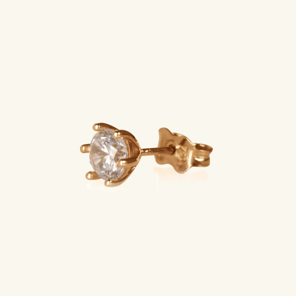 18k gold Single Round Mini Stud, front view – Foundry Jewelry