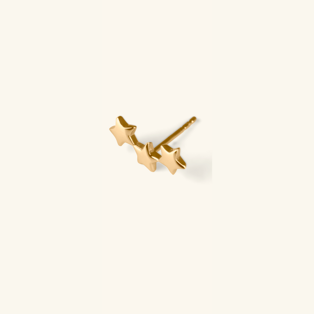 Close-up of push back post lock on Single Star Cluster Studs 14k gold – Foundry