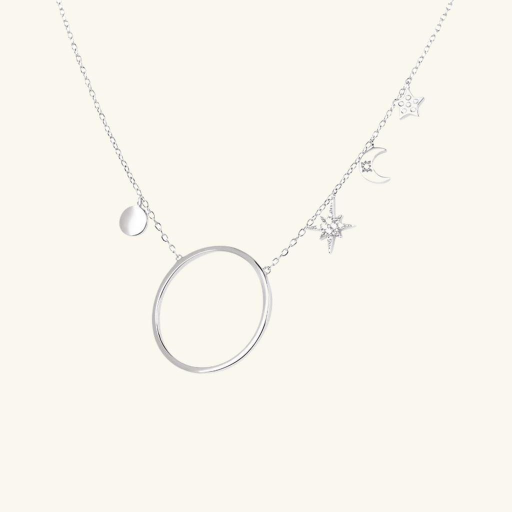 Sterling Silver Sky Halo Necklace, front view – Foundry Jewelry