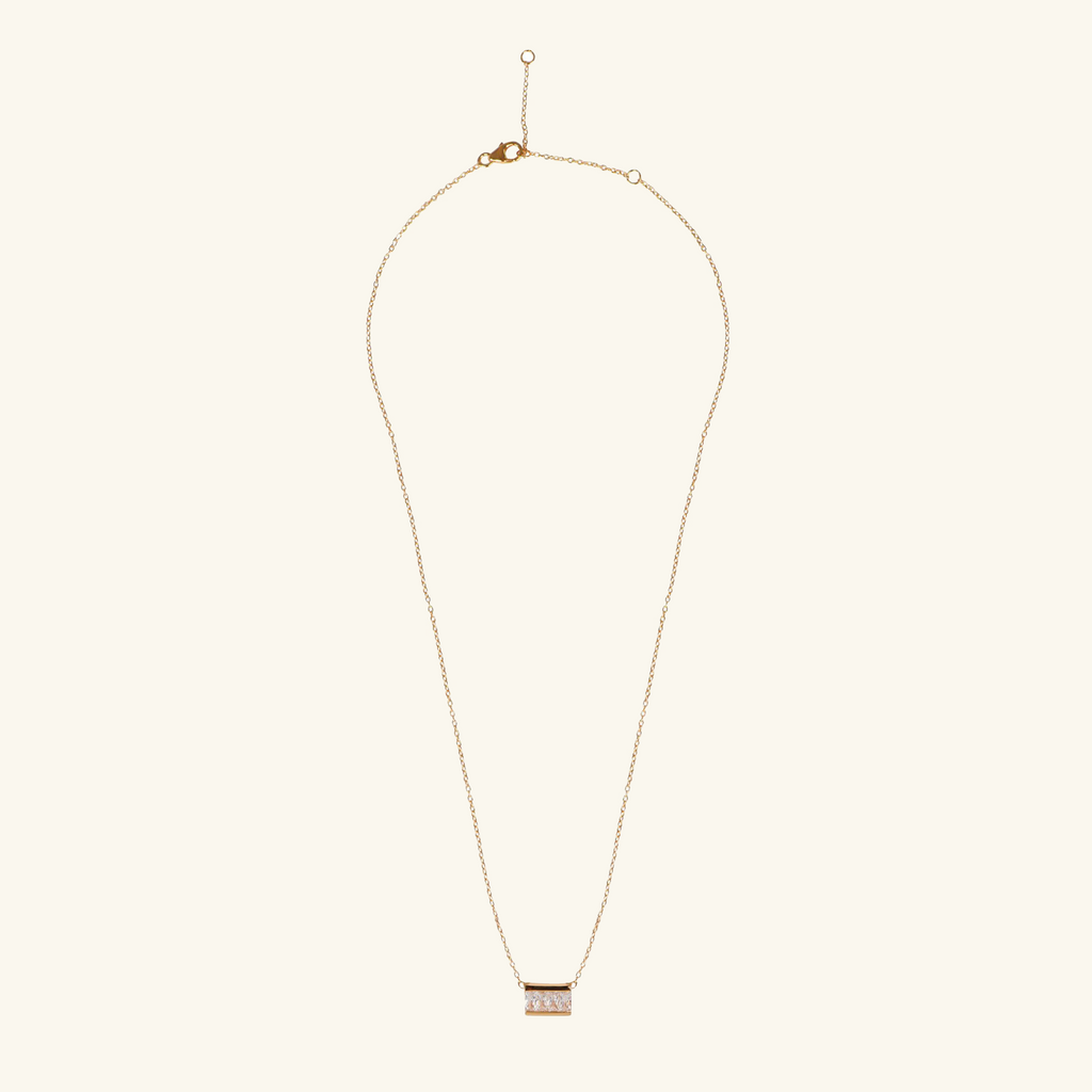 Gold Vermeil Square Bar Necklace, front view – Foundry Jewelry