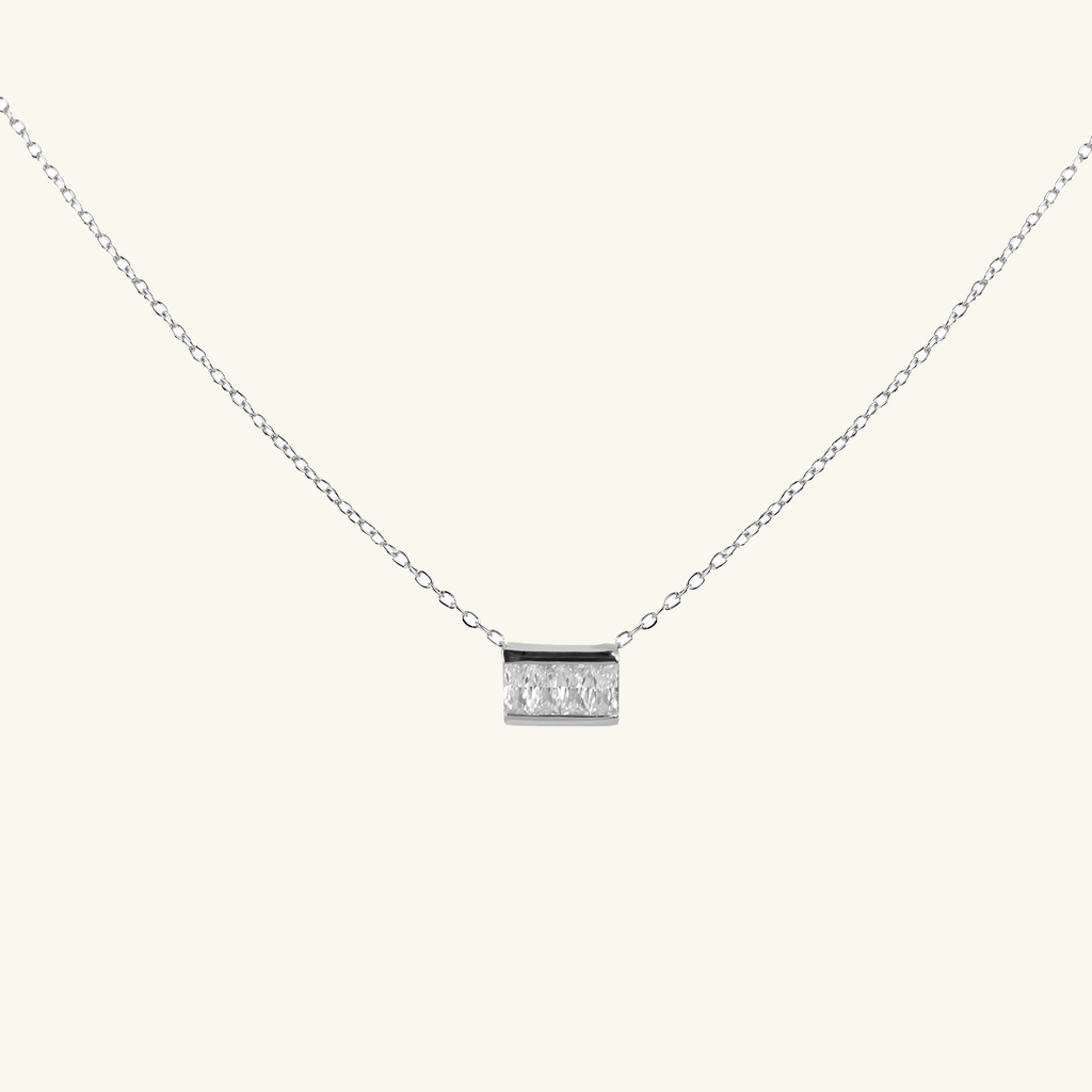 Sterling Silver Square Bar Necklace, front view – Foundry Jewelry