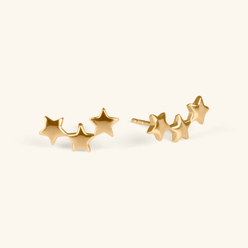 14k gold Star Cluster Studs,  front view – Foundry Jewelry