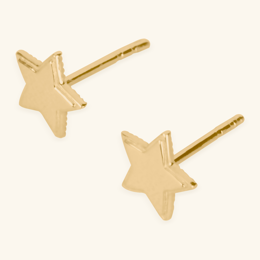 Close-up of push back post lock on Stellar Studs 14k gold – Foundry