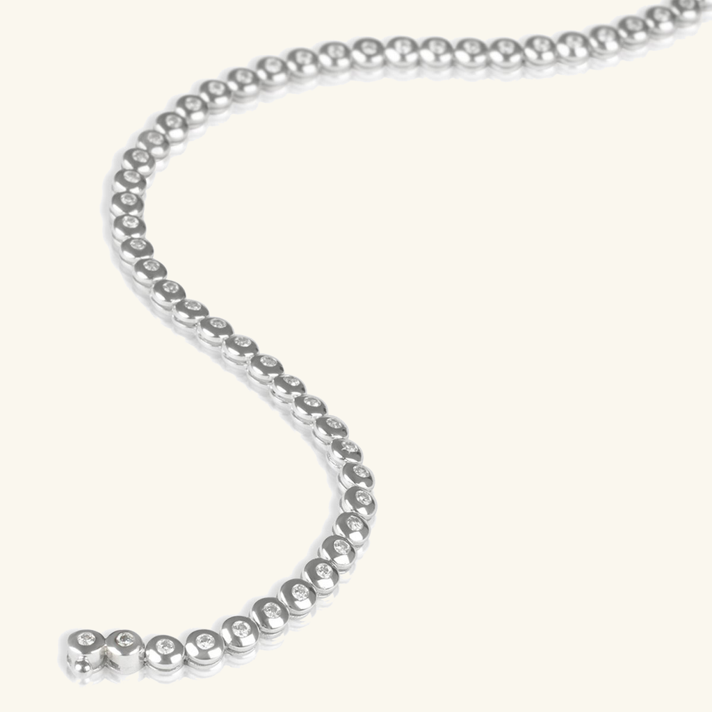 18k gold Tennis Bracelet White Gold, front view – Foundry Jewelry