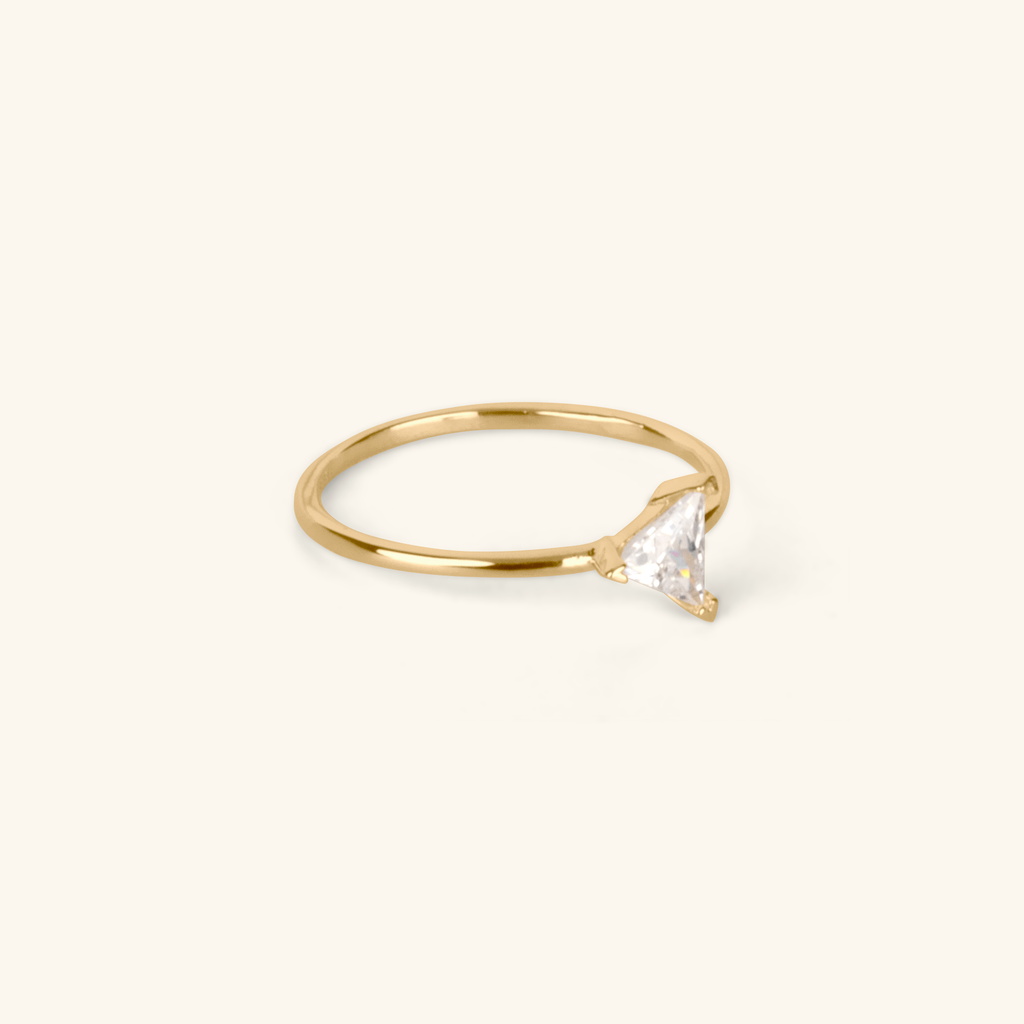 Close-up of Triangle Cut Stacker Ring 14k gold – Foundry