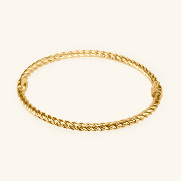 14k gold Twist Bangle, front view – Foundry Jewelry