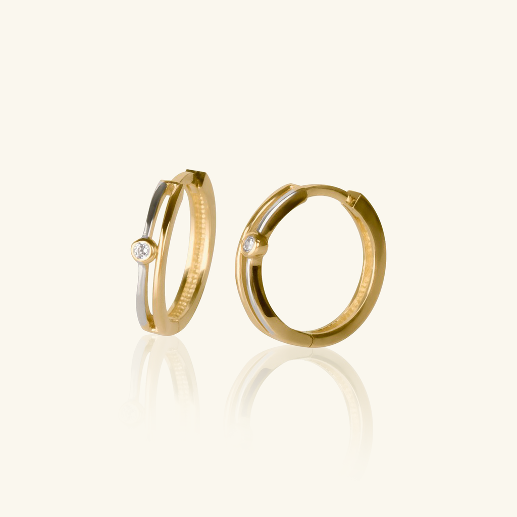 18k gold Two Tone Solo Hoops, side view – Foundry Jewelry