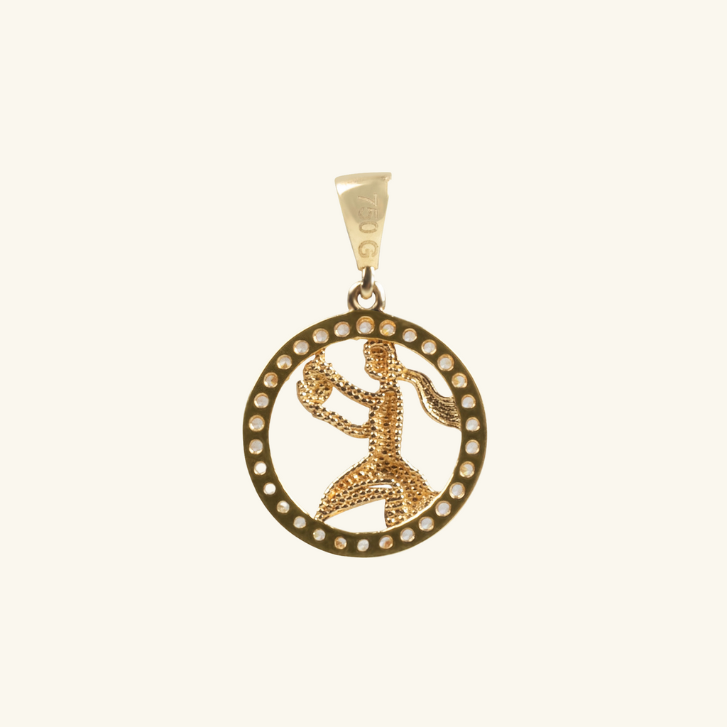 14k gold Virgo Zodiac Pendant, back view – Foundry Jewelry