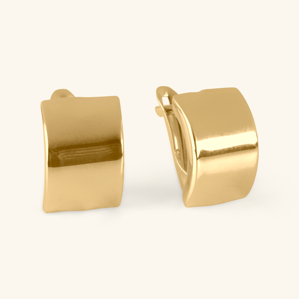 14k gold Wide Hoops, front view – Foundry Jewelry