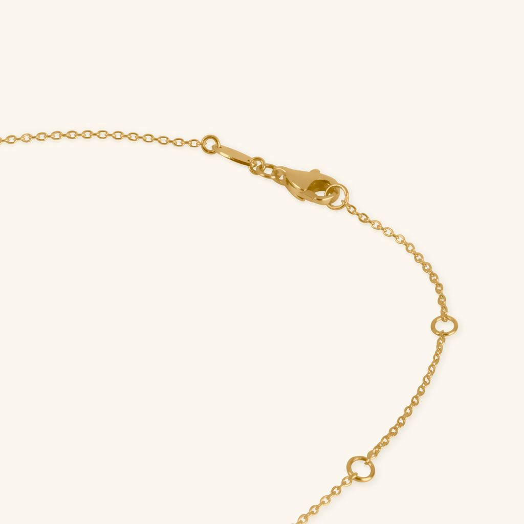 Close-up of lobster clasp on Wishbone Necklace 14k gold – Foundry