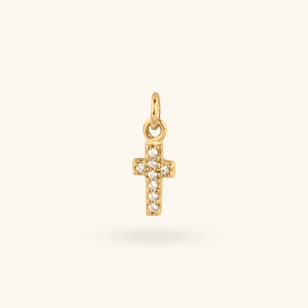 Pavé Cross Charm, Handcrafted in 925 sterling silver
