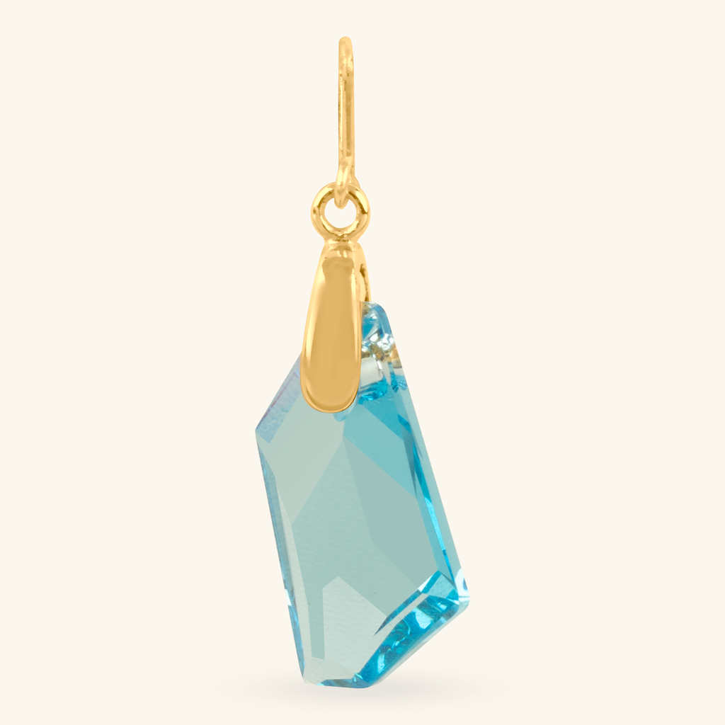 Aquamarine Crystal Hook Charm, Handcrafted in 925 sterling silver