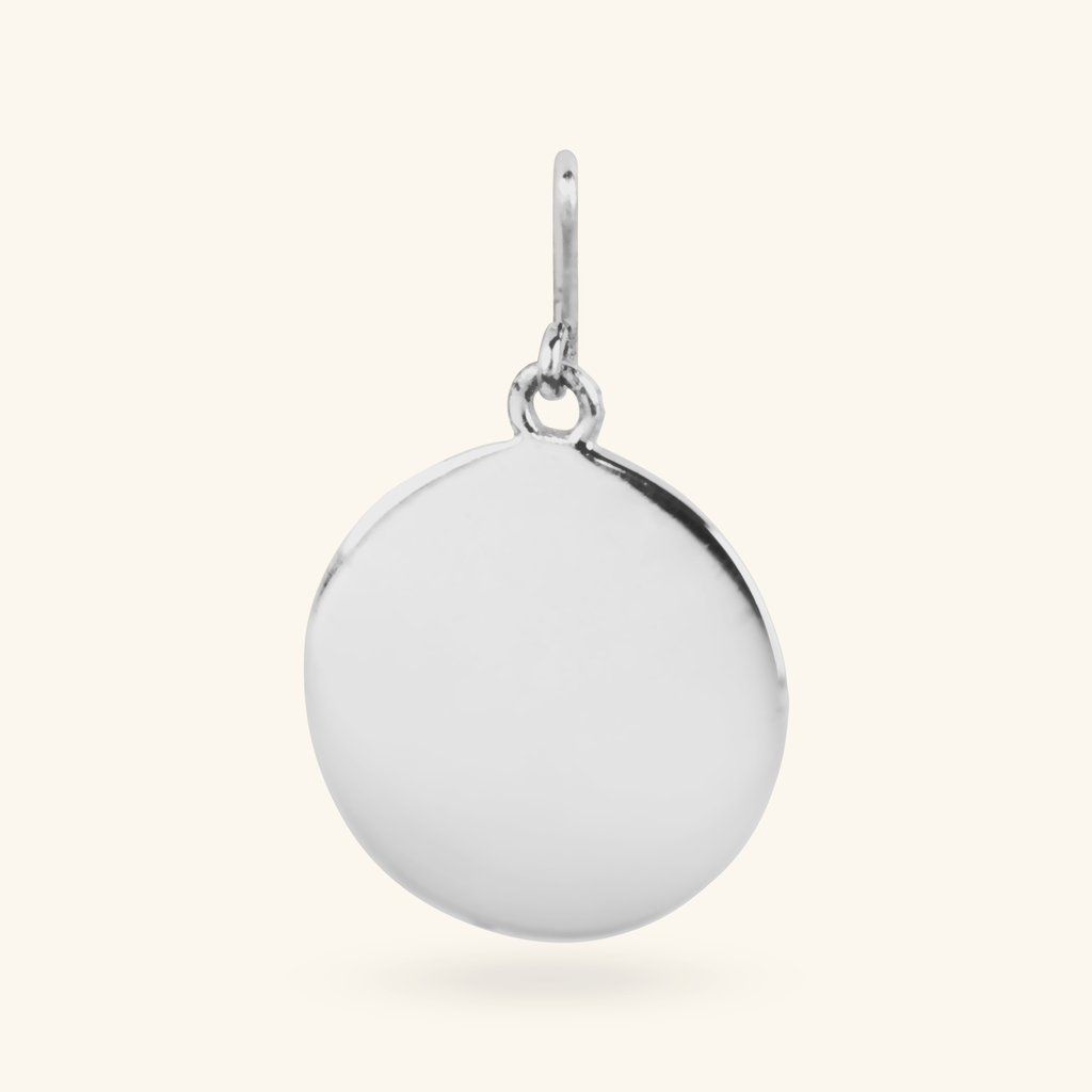 Engravable Disc Hook Charm Pendant Sterling Silver, Handcrafted in 925 sterling silver