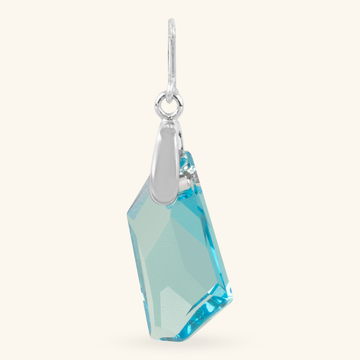 Aquamarine Crystal Hook Charm Sterling Silver, Handcrafted in 925 sterling silver