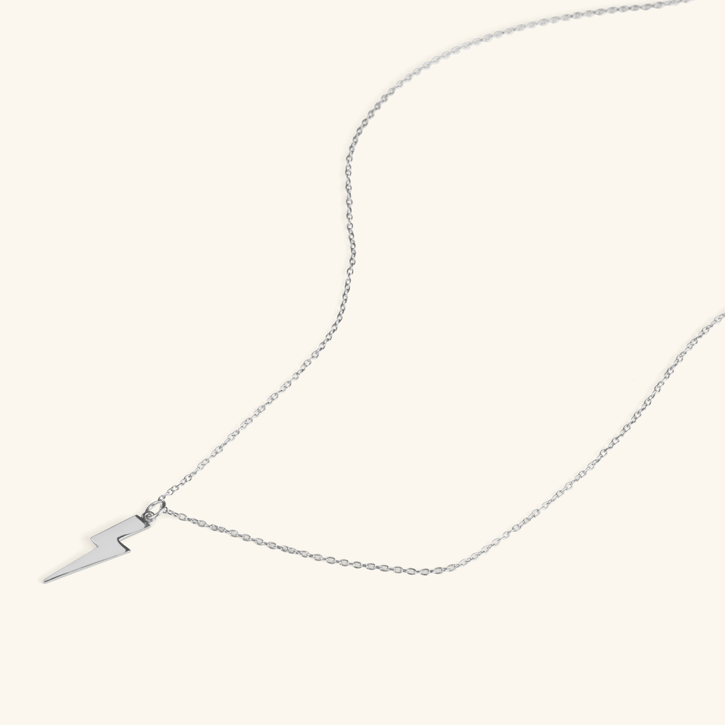 Lightning Bolt Necklace Sterling Silver, Handcrafted in 925 sterling silver