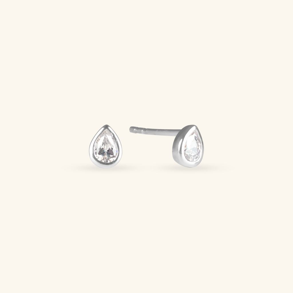 Pear Shape Studs Sterling Silver, Handcrafted in 925 sterling silver