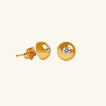 Dome Solo Stud, Set in 14k solid gold