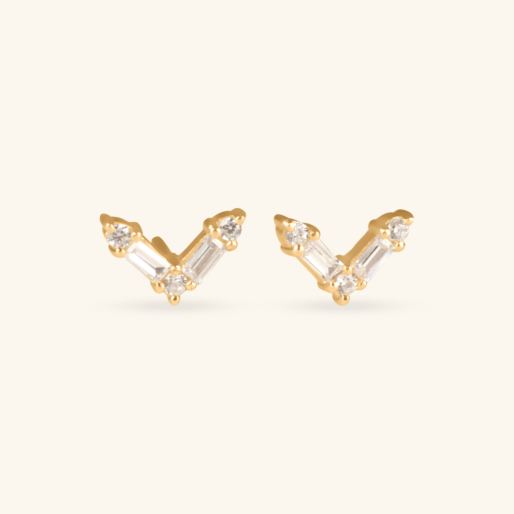Chevron Crystal Studs, Handcrafted in 925 sterling silver