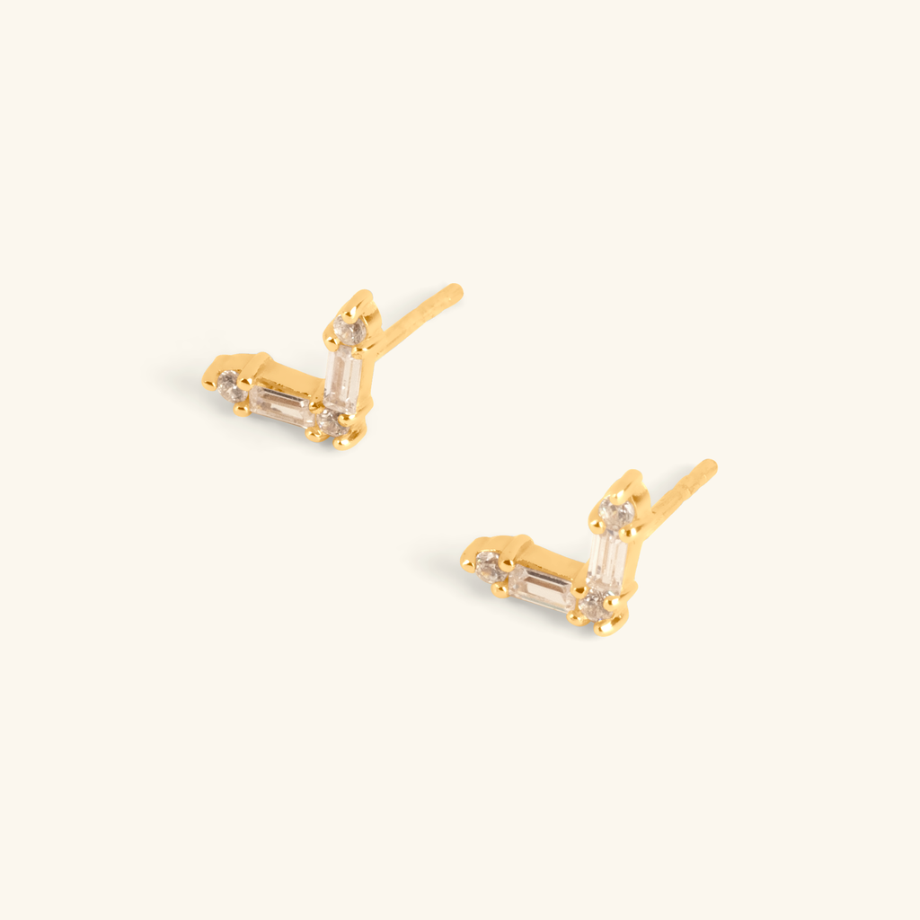Chevron Crystal Studs, Handcrafted in 925 sterling silver