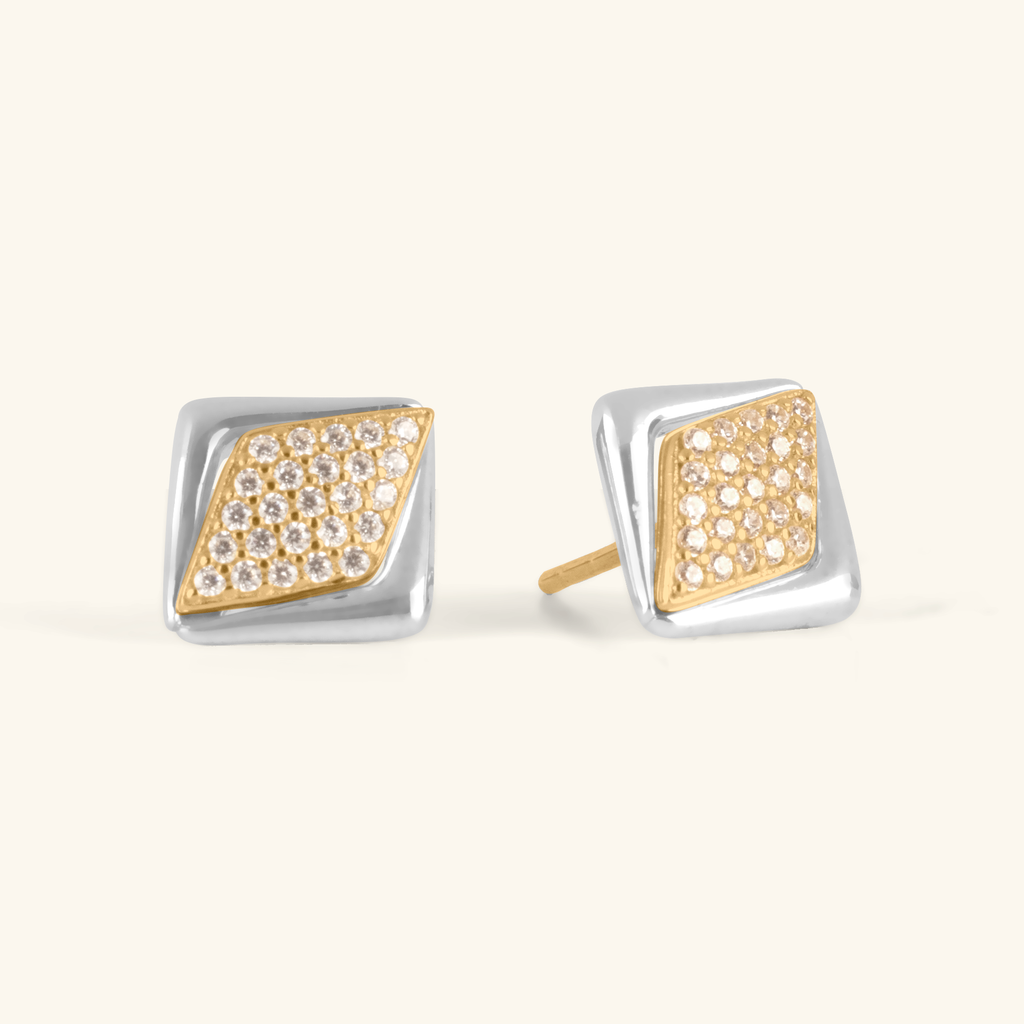 Pavé Detachable Studs White Gold, Made in 18k solid gold