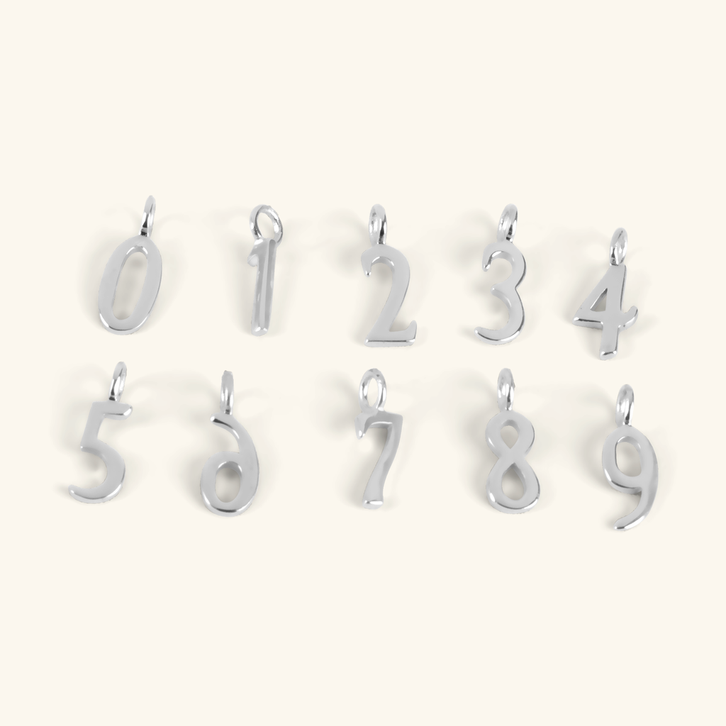 Mini Digit Charms Sterling Silver, Handcrafted in 925 sterling silver