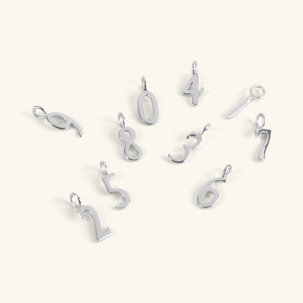 Mini Digit Charms Sterling Silver, Handcrafted in 925 sterling silver