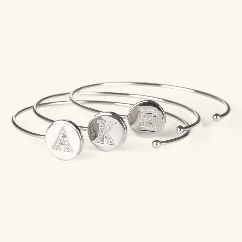 Letter Cuff Bracelet, Handcrafted in 925 sterling silver