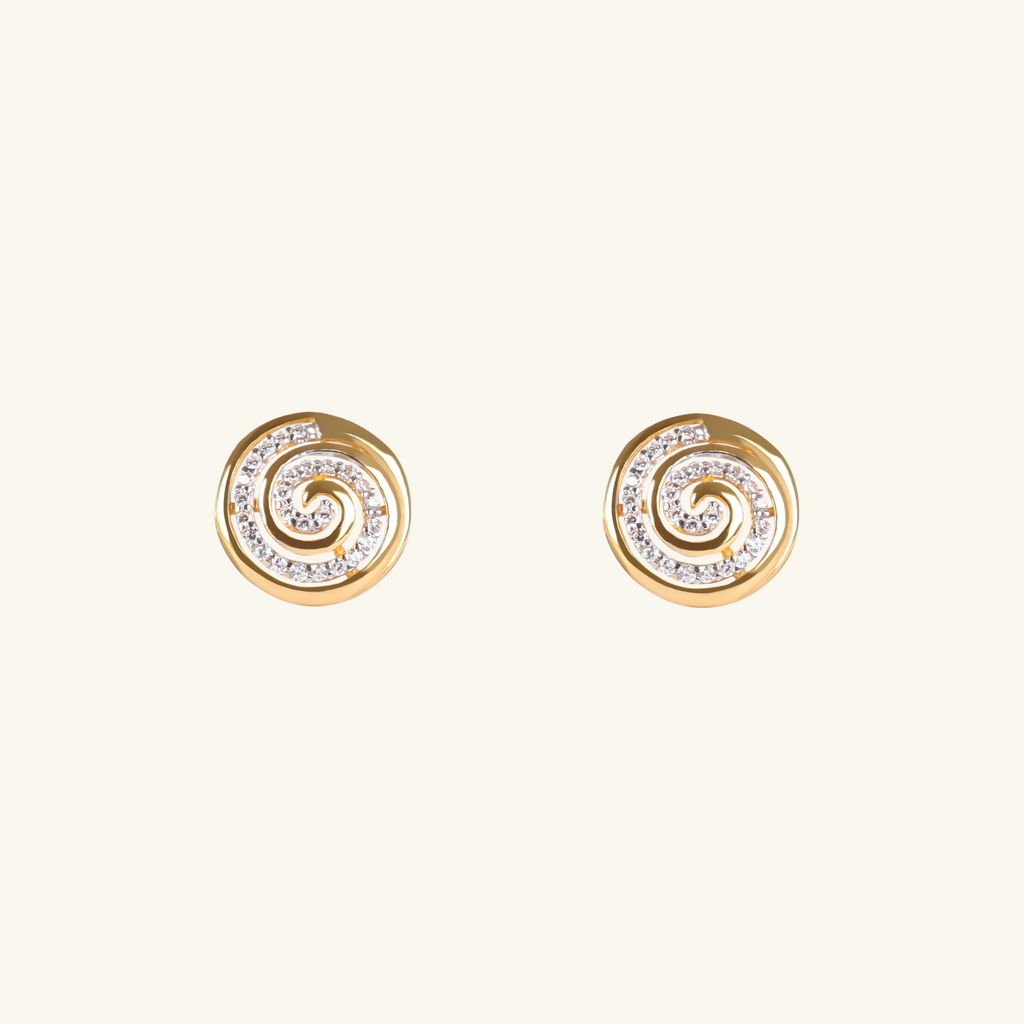 Swirl Studs,Made in 18k solid gold.