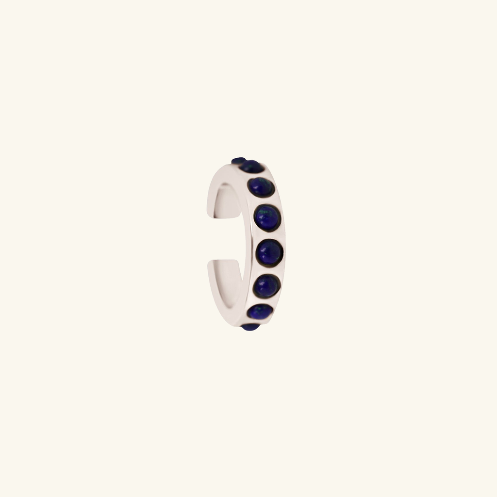 Cabochon Lapis Lazuli Cuff Sterling Silver, Handcrafted in 925 sterling silver