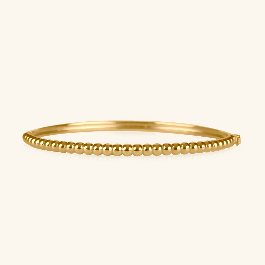 Beads Bold Bangle, Handcrafted in 14K solid gold