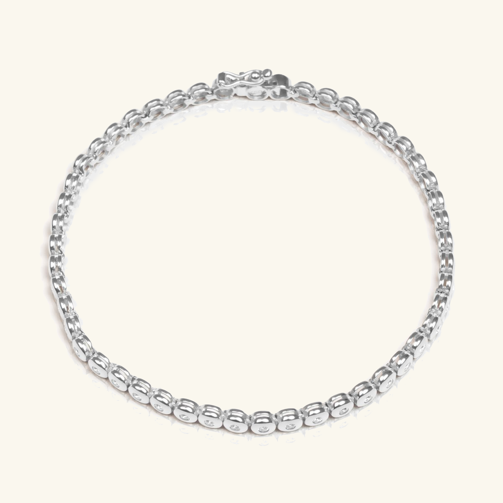 Tennis Bracelet White Gold,Made in 18k Solid Gold